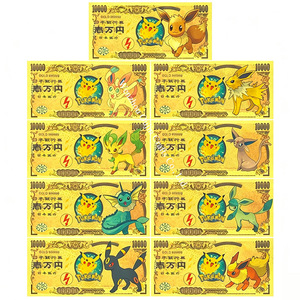 Nouvelles ventes 2026 : Billet de banque Pokémon US plaqué or 24 carats, 9 designs, pour collection - Product Image 1