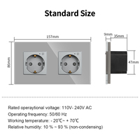 Prises intelligentes Touchmi standard UE Tuya ZigBee Allemagne, simples/doubles, avec panneau en verre au design moderne