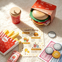 Ensemble de nourriture en bois pour jeu d'imitation, boutique de burgers fast-food, jeu de rôle pour enfants, vente en gros, tout-petits, CE EN71 ASTM OEM ODM