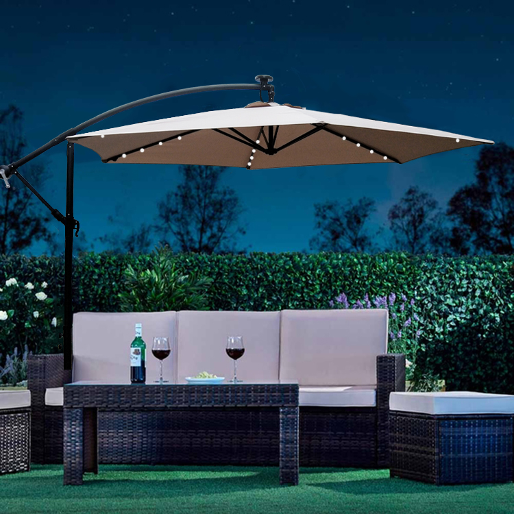 Uplion Sun garden hanging patio umbrella outdoor solar led parasol