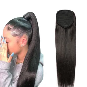 YL Wholesale Remy Virgin Brazilian Hair Easy Wear and Take Off Drawstring Ponytail Human Hair Straight Extension