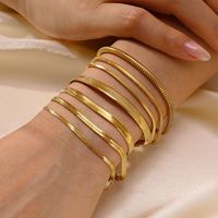 Bracelet pour homme INS étanche en acier inoxydable PVD Or, avec maillons chevrons, serpent, torsadés, paperclip et gourmette cubaine