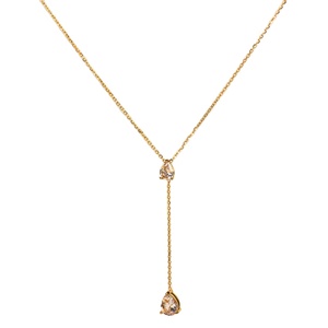JUSNOVA Collana Impermeabile in Acciaio Inossidabile Placcato Oro 18K PVD con Pendente a Goccia in Zircone, Gioielli Minimalisti per Donne - Product Image 4