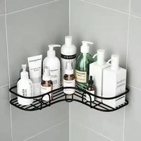 Vente en gros coin sans perçage caddie de douche étagère de rangement murale pour salle de bain avec crochets caddy de douche coin