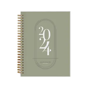 Capa espiral A5 para impressão semanal de caderno planejador semanal personalizado de fábrica, impressão personalizada de caderno planejador semanal 2024