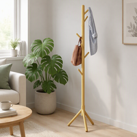 Porte-manteau sur pied en bois de hêtre, design branche d'arbre, gain de place, avec 8 crochets, pour entrée, chambre, bureau, bureau renforcé