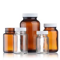 60 75 100 120 150 200 250 300 400 500 Cc Bleu Ambre Vitamine Large Bouche Pharmaceutique Capsule En Verre Bouteille Avec Bouchon pour Tablette