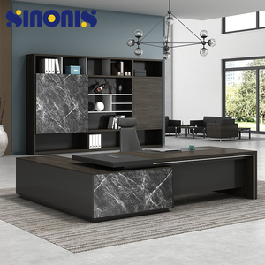 Sinonis Modern Luxury Wooden Extendable Executive Office Desk Matching Bookshelf-One-stop Office Furniture Solution Manager - Product Image 2