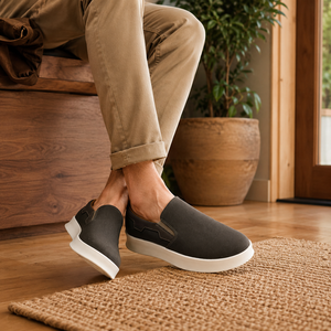 Baskets Plateforme Homme Personnalisées Toile Lavée PU Patchwork <span class=keywords><strong>Panneau</strong></span> Élastique Latéral Mocassins Marche Décontractée - Product Image 2