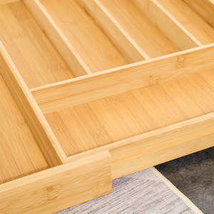 Bamboo Knife <b>Storage</b> <b>Box</b> 58x45x5.5cm Pull-Out Drawer Organizer <b>Kitchen</b> Cutlery Organizer Rectangular Standing Type - Product Image 4