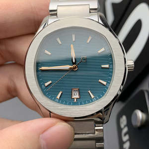 2025 montre mécanique de luxe haut de gamme pour hommes, bracelet en acier, cadran bleu, calendrier, montre mécanique élégante - Product Image 6