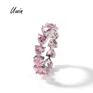 Anillo de corazón de Venta caliente, anillos de moda de circón de Piedra Rosa, joyería fina, precio bajo, joyería de Hip Hop de alta calidad, anillo fino para mujer - Product Image 1