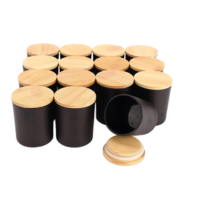 Commercio all'ingrosso OEM 8oz 10oz 14oz vetro nero opaco barattoli di candela con coperchio rifinito colorato candele recipienti 500ml di capacità per natale - Product Image 1