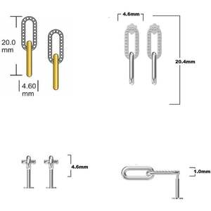 Solid Gold 0.16 Carat F-G/VS Round Lab Grown <b>Diamond</b> Paperclip <b>Dangle</b> <b>Earrings</b> - Product Image 5