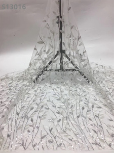 Hoa sequin ren vải long lanh pháp thêu <span class=keywords><strong>Net</strong></span> Ren Vải cho váy cưới - Product Image 2