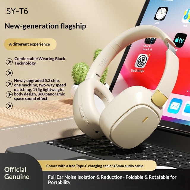 New Popular Wireless for 5.3 ANC Noise-canceling Headphones Bilateral Stereo Sound up to 20 Hours Playtime Gaming SY-T5