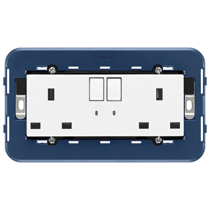 Vimar 2 Gang <b>Socket</b> 13A English <b>Plug</b> With Indicator Light For <b>Wall</b> Installation - Product Image 1