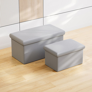 Tabouret Cube pliant en cuir de couleur grise <span class=keywords><strong>pouf</strong></span> lits de rangement canapé pour salon meubles organisateur de rassemblement - Product Image 1