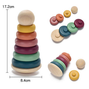 식품 학년 실리콘 스태킹 장난감 조기 교육 아기 빌딩 블록 및 Teether 장난감 안전하고 재미 - Product Image 2