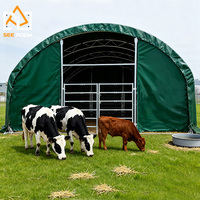 Seepoem Abri mobile économique pour chevaux en acier galvanisé et polybois, facile à installer, pour extérieur, avec toit coulissant/balançoire