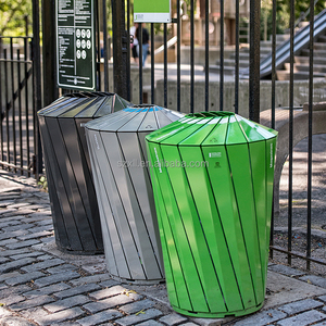 Customized outdoor round metal waste bin Personalized square gardening trash bin Nordic creative trash can