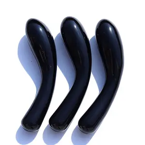 Varinha de massagem de cristal de quartzo, em massa, saúde natural, obsidiana, varinha curvada, dildo de cristal