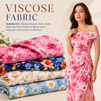 Tissu Challis en Rayonne 100% Viscose 45S Imprimé Numérique 110GSM, Tissé Uni pour la Fabrication de Vêtements et de Chemises