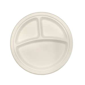 Plateau écologique pour plantes de bagasse de 10 pouces, 3 compartiments séparés, plateau rond, <span class=keywords><strong>assiette</strong></span> alimentaire biodégradable <span class=keywords><strong>jetable</strong></span> - Product Image 1