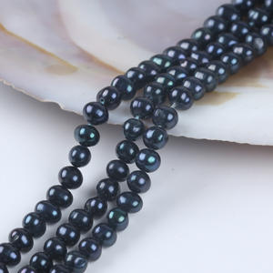 Perlas de Agua Dulce Naturales al por Mayor, Perlas de Agua Dulce Negras de 5-6 mm, Cuentas de Perlas Semiterminadas para Collar, Cuentas Sueltas - Product Image 5