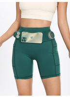 Shorts de course unisexe Marathon 4-quarts à séchage rapide avec poche banane pour le cyclisme, en Spandex/Nylon, pour le fitness