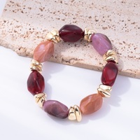 Bracelet Bohème Multicolore Plaqué Or avec Perles en Résine pour Femme - Bijou Tendance Quotidien et Cadeau de Fête