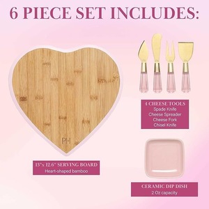 Heart-Shaped Wooden Cheese <b>Board</b> With Serving <b>Tools</b> For Snacks And Fruit Valentine's Day Mother's Day Gift - Product Image 4