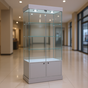 Vitrina Moderna de Vidrio 190cm A x 75cm L Gris Claro con Luces Halógenas y Puertas con Cerradura - Product Image 3