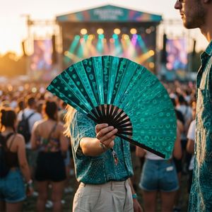 Impresionante Abanico de Mano Grande de PVC, Abanico Plegable de Bambú para Eventos, Baile, Festivales de Música y Fiestas - Product Image 3