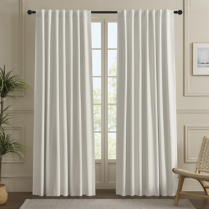 ستائر نوافذ معتمة منسوجة 100% بوليستر، ستائر ناعمة ولفافات (فالانس) بتصميم بسيط بلون أسود، تعتيم لغرفة النوم وغرفة المعيشة، مكونة من لوحين - Product Image 2