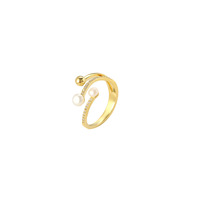 Bague Trèfle en Perle Plaqué Or 18K Anti-ternissement, Étanche, avec Fleur en Zircon et Placage PVD – Vente en Gros pour Petites Entreprises