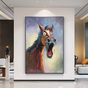 Nuovo Arrivo 2026 Mintura Dipinto a Olio Animale Cavallo Sorpreso Dipinto a Mano <span class=keywords><strong>su</strong></span> <span class=keywords><strong>Tela</strong></span> Pop Art Quadro da Parete Moderno Eco-friendly per Soggiorno - Product Image 2