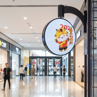360 °   Boîte à lumière LED circulaire rotative personnalisée en acrylique pour publicité, signalétique extérieure, boîte à lumière LED extérieure