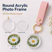Kit de Bricolage Personnalisé pour Porte-clés Cadre Photo en Acrylique Transparent, Kit de Découpe de Papier Rond, Sangles en Cuir, Ensemble d'Outils d'Artisanat