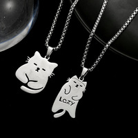 Pendentifs et breloques hypoallergéniques en acier inoxydable poli miroir plaqué argent, motifs animaux mignons (chien, chat, chaton), pour colliers et boucles d'oreilles