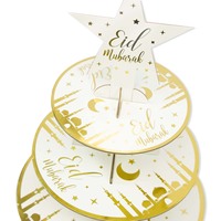 Assiettes en papier Gold Mosque Eid Mubarak, plateaux pour la fête de l'Eid musulman, vaisselle pour servir des plats islamiques