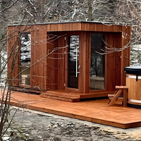 Ruang Sauna Kubus Luar Ruangan Besar untuk 8-20 Orang, Berbahan Kayu, dengan Kamar Mandi dan Toilet, Sauna Kesehatan
