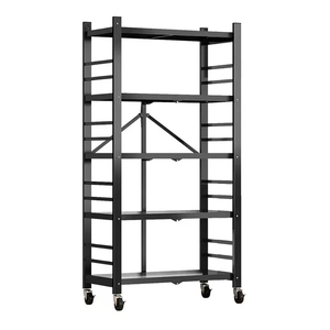 Estante de Almacenamiento Multifuncional Plegable de 4 Niveles para Gabinete de Cocina, Estante de Almacenamiento de Acero Metálico <span class=keywords><strong>con</strong></span> <span class=keywords><strong>Ruedas</strong></span> - Product Image 1