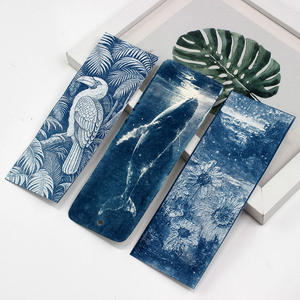 Meilleures ventes transfrontalières : Ensemble de 24 marque-pages en papier cyanotype à impression soleil bleu 5*14, 12 pompons, cadeau créatif fait main DIY - Product Image 5