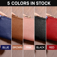Dompet Koin PU Ber-resleting Unisex Mini Wallet Clutch Kulit Lembut Ultra-Tipis Minimalis Tempat Kunci dan Kartu OEM