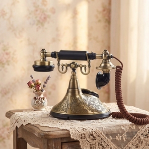 <span class=keywords><strong>Téléphone</strong></span> <span class=keywords><strong>fixe</strong></span> vintage de luxe européen antique à cadran rotatif en bronze avec fonction de recomposition et contrôle du volume pour la décoration de la maison et du bureau - Product Image 6