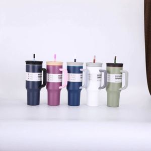 Gobelet isotherme en acier inoxydable 40 oz avec poignée et paille, personnalisable avec logo, pour café et boissons froides, idéal pour le voyage, cadeau promotionnel, vente en gros - Product Image 3
