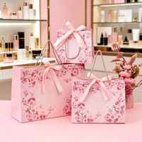 Sac de transport élégant en gros avec poignée en ruban, rose blush mat, pour enterrement de vie de jeune fille