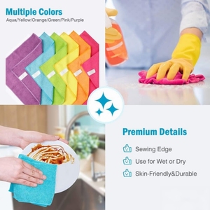 Toallas cuadradas reutilizables de microfibra de 300gsm, trapos de tela tejidos para cocina, baño, pared, vidrio, limpieza de coches empaquetados en bolsa - Product Image 6