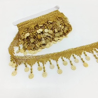 Accessoires de costume de scène de danse du ventre en dentelle dorée à sequins brodés à suspendre, pour bricolage